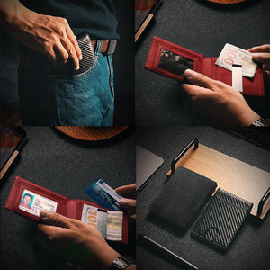 🎁Genuine Leather Anti-theft Swipe Card Holder