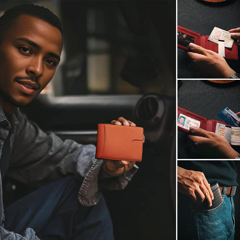 🎁Genuine Leather Anti-theft Swipe Card Holder